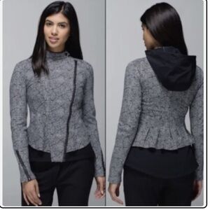 Lululemon Bust A Move Double Zipper Hooded Jacket Plush Petal Black Ghost